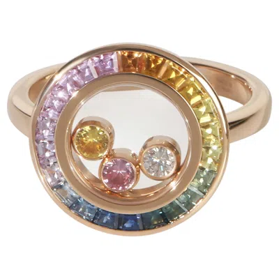 Pre-owned Chopard Rose Gold Sapphire And Diamond Happy Diamond Ring In Red