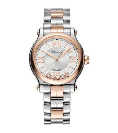 Chopard Rose Gold, Stainless Steel And Diamond Happy Sport Automatic Watch In Grey