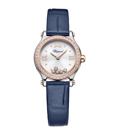 Chopard Rose Gold, Stainless Steel And Diamond Happy Sport Watch In Blue