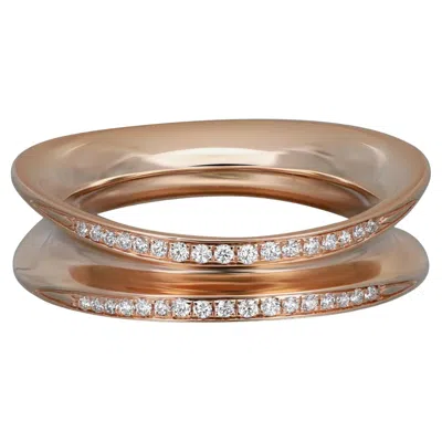 Pre-owned Chopard Round Diamond Pinched Band Ring 18k Rose Gold 0.22cttw 52 Us 6 In Red