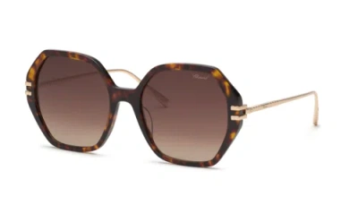Pre-owned Chopard Sch370m 04bl Avana Scura 57/19/135 Woman Sunglasses In Brown
