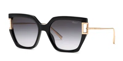 Chopard Nero Super Black Titanium Sunglasses In Metallic