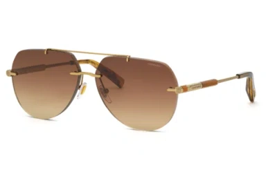 Pre-owned Chopard Schg37 08ff Oro Grigio Lucido 63/13/145 Men's Sunglasses