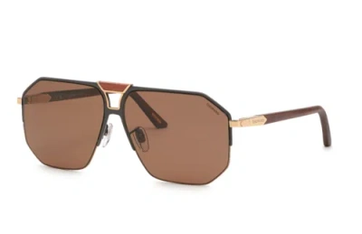 Pre-owned Chopard Schg61v 367p Oro Rose' Lucido C/parti Marrone 62/12/145 Men's Sunglasses