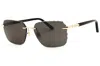Chopard Schg62 Polarized Rectangular Metal Sunglasses In Gold