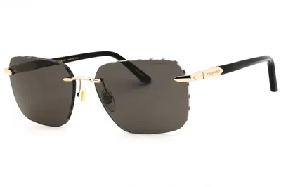 Chopard Schg62 Polarized Rectangular Metal Sunglasses In Rose Gold