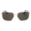 Chopard Schg62 Polarized Rectangular Metal Sunglasses In Gold