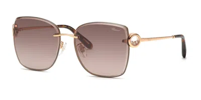 Chopard Schl29s 08fc Men's Sunglasses Gold Size 58 In Brown