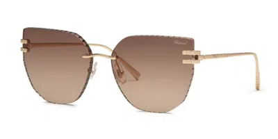 Chopard Schl54m 300k Women's Sunglasses Gold Size 61 In Brown