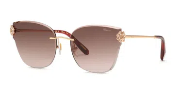 Chopard Schl57s 08fc Men's Sunglasses Gold Size 59 In Brown