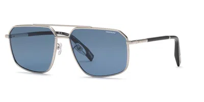 Chopard Schl77 Polarized 579p Men's Sunglasses Silver Size 61 In Blue