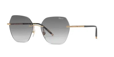 Chopard Schl88m 0300 Men's Sunglasses Gold Size 56 In Gray