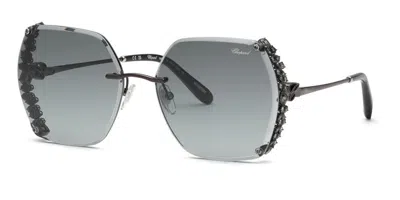 Chopard Schl92s 0672 Men's Sunglasses Black Size 62 In Gray