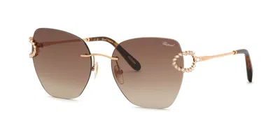 Chopard Schm14s 08fc Men's Sunglasses Gold Size 57 In Brown