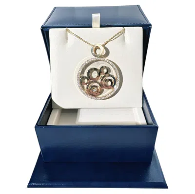 Pre-owned Chopard Signed  18k White Gold Happy Spirit Large Floating Diamond Pendant