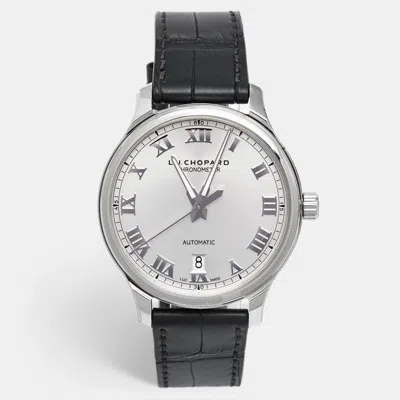 Pre-owned Chopard Silver Dial Stainless Steel Alligator Leather L.u.c 1937 Classic 168558-3001 Men's Wristwatch 42 Mm In Black