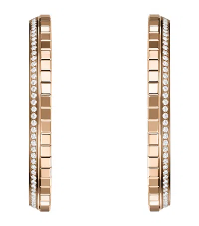 Chopard Small Rose Gold And Diamond Ice Cube Hoop Earrings