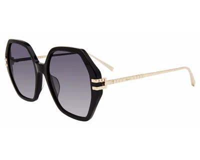 Chopard Smoke Geometric Ladies Sunglasses Sch370m 0blk 57 In Neutral