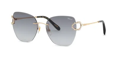 Chopard Smoke Gradient Butterfly Ladies Sunglasses Schm14s 0300 57 In ["pink","gold Tone","rose Gold Tone"]