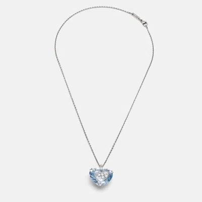 Pre-owned Chopard So Happy Blue Stone Diamond 18k White Gold Necklace