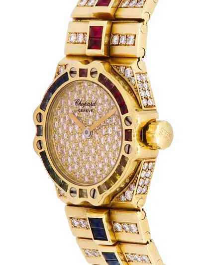 Pre-owned Chopard St. Moritz Diamond 24mm Watch In Gold