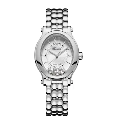 Chopard Stainless Steel And Diamond Happy Sport Oval Watch In Silver