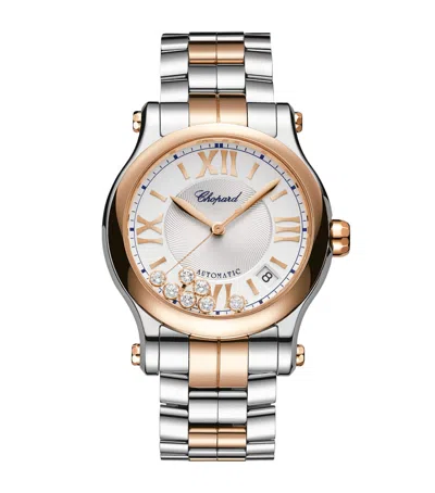 Chopard Stainless Steel, Rose Gold And Diamond Happy Sport Watch