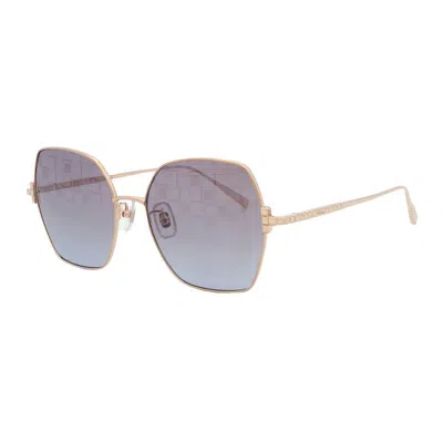 Chopard Sunglasses Butterfly Full Rim, Gold Frame And Blue Grey Lens Schl02m300l In Multi