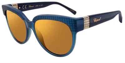 Pre-owned Chopard Sunglasses Sch234s U36g Blue Frames Brown Gradient Lens 56mm