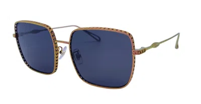 Pre-owned Chopard Sunglasses Schc85m K67x 58 Gold/blue Shaded Lens In Brown