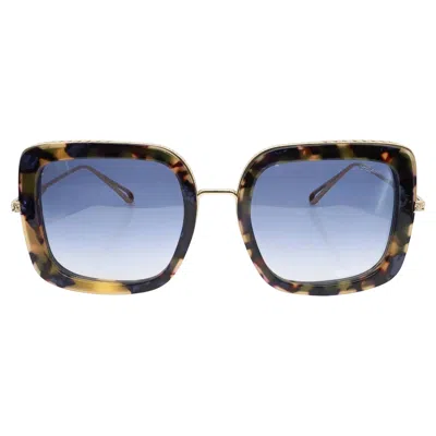 Pre-owned Chopard Titanium Shiny Rose Gold Frame Gradient Blue Lens Sunglasses 95221-0452 In Red