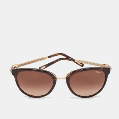 Pre-owned Chopard Tortoise Brown Gradient Sch213s Crystals Cat Eye Sunglasses