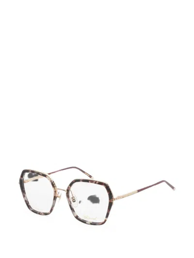 Chopard Tortoiseshell-effect Geometric-frame Glasses In Gold