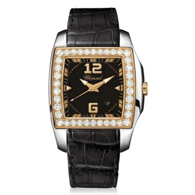 Chopard Two O Ten Black Dial Diamond Black Leather Ladies Watch 138473-9001 In Neutral