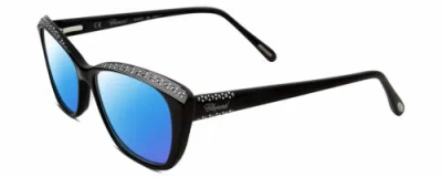 Pre-owned Chopard Vch229s Cat Eye Polarized Sunglasses Black Silver Gemstones 54 Mm 4 Opt. In Blue Mirror Polar
