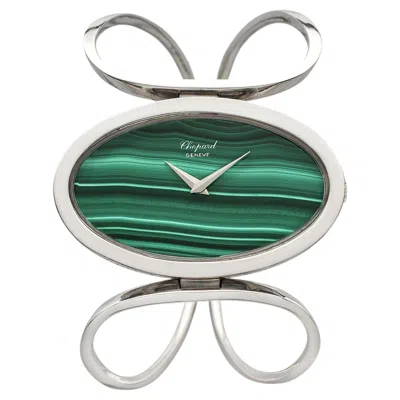 Pre-owned Chopard Vintage 1970s  Lady Ellipse 5038 18k White Gold Malachite Manual 42mm