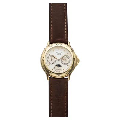 Pre-owned Chopard Vintage 1990s  Luc Luna Doro 1127 18k Yg Cream Dial Auto 34mm In White