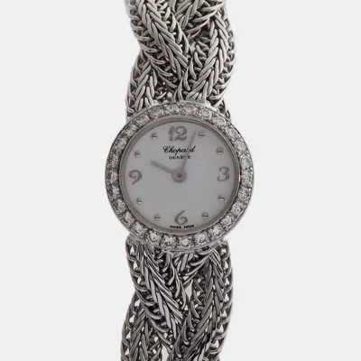 Pre-owned Chopard White 18k White Gold Quartz Women's Wristwatch 21.5 Mm