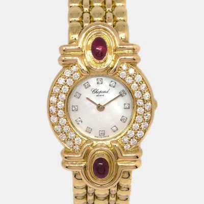 Pre-owned Chopard White Diamond 18k Yellow Gold Quartz Women's Wristwatch 22 Mm