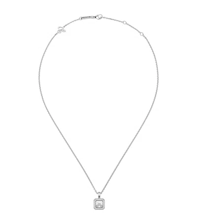 Chopard White Gold And Diamond Happy Diamonds Icons Necklace In Metallic