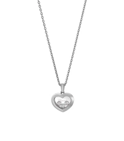 Chopard White Gold And Diamond Happy Diamonds Icons Pendant Necklace In Metallic