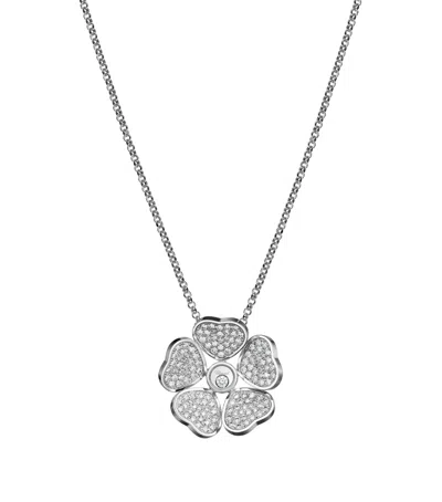 Chopard White Gold And Diamond Happy Hearts Flowers Necklace