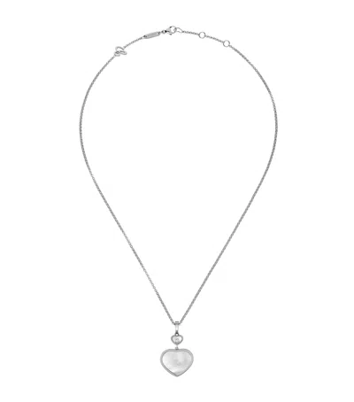 Chopard White Gold And Diamond Happy Hearts Pendant In Silver