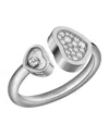 Chopard White Gold And Diamond Happy Hearts Ring In Gold
