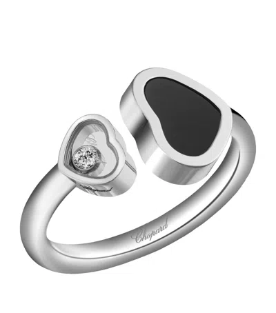 Chopard White Gold And Diamond Happy Hearts Ring In Metallic