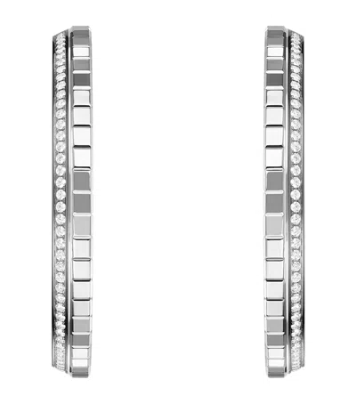 Chopard White Gold And Diamond Ice Cube Hoop Earrings