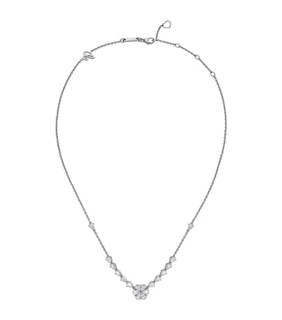 Chopard White Gold And Diamond L'heure Du Diamant Necklace In Silver
