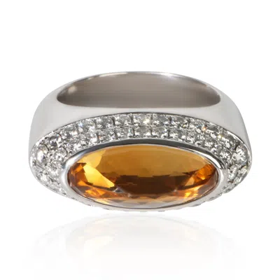 Pre-owned Chopard White Gold Citrine And Diamond Cocktail Ring