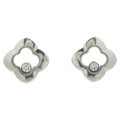 Pre-owned Chopard White Gold Happy Diamond Quatrefoil Floating Stud Earrings