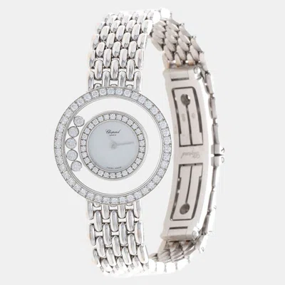 Pre-owned Chopard White Happy Diamonds 20/9064d 18k White Gold Diamond Quartz Women's Wristwatch 23mm